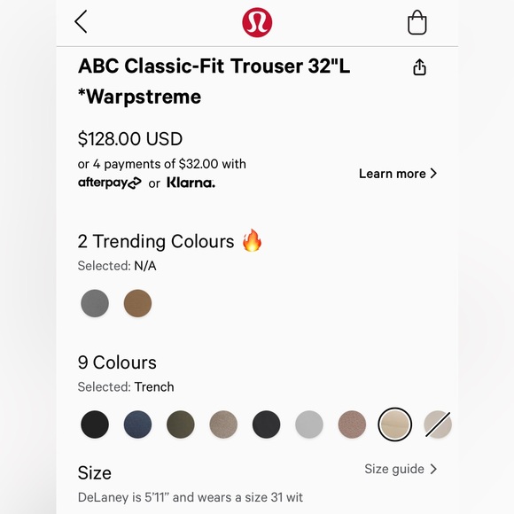 NWOT ABC Classic Fit Trouser - Trench - Picture 7 of 11